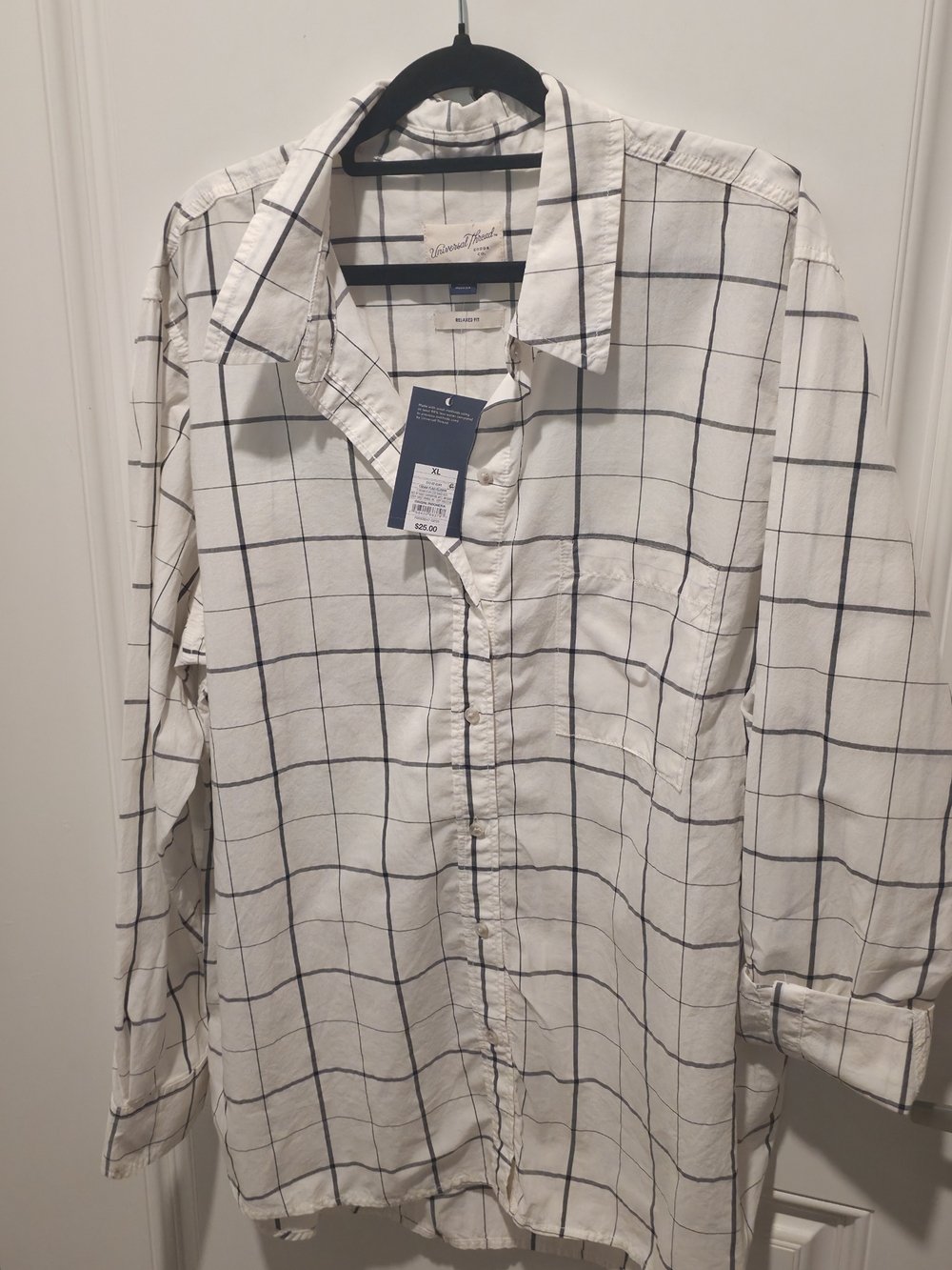 Universal Thread White Windowpane Button-Down Shirt